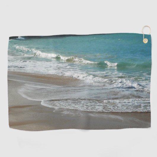 Waves Lapping op de Beach Turquoise Blue Ocean Golfhanddoek (Horizontaal)