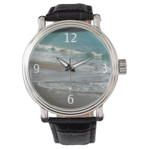 Waves Lapping op de Beach Turquoise Blue Ocean Horloge
