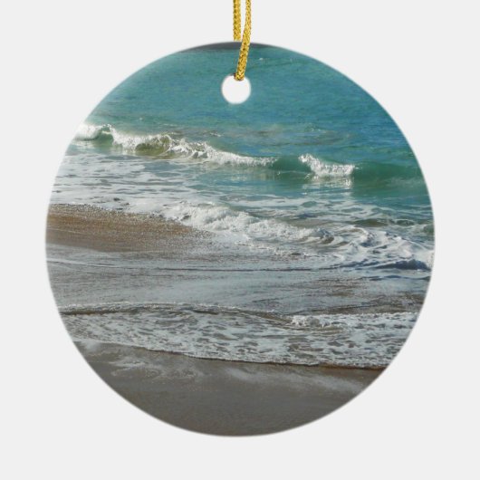 Waves Lapping op de Beach Turquoise Blue Ocean Keramisch Ornament (Voorkant)