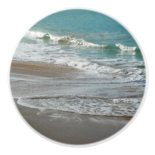Waves Lapping op de Beach Turquoise Blue Ocean Keramische Knop (Voorkant)