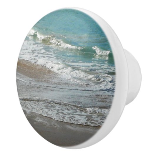 Waves Lapping op de Beach Turquoise Blue Ocean Keramische Knop (Rechts)