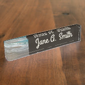 Waves Lapping op de Beach Turquoise Blue Ocean Naambordje (Zijkant)