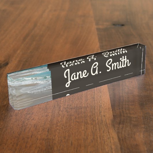 Waves Lapping op de Beach Turquoise Blue Ocean Naambordje (Zijkant)