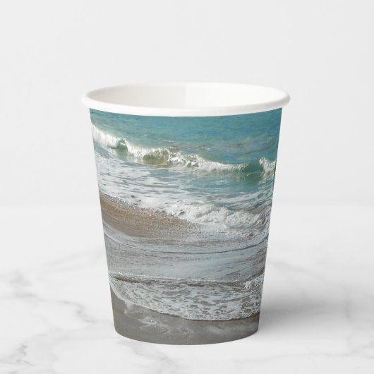 Waves Lapping op de Beach Turquoise Blue Ocean Papieren Bekers (Links)