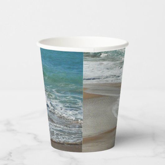 Waves Lapping op de Beach Turquoise Blue Ocean Papieren Bekers (Rechts)