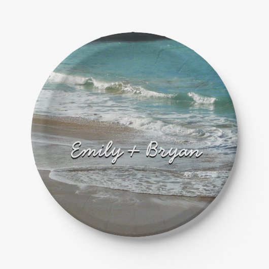 Waves Lapping op de Beach Turquoise Blue Ocean Papieren Bordje (Voorkant)