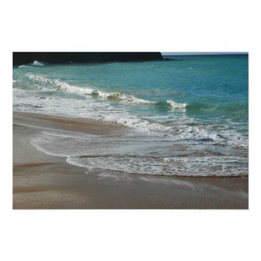 Waves Lapping op de Beach Turquoise Blue Ocean Perfect Poster (Voorkant)