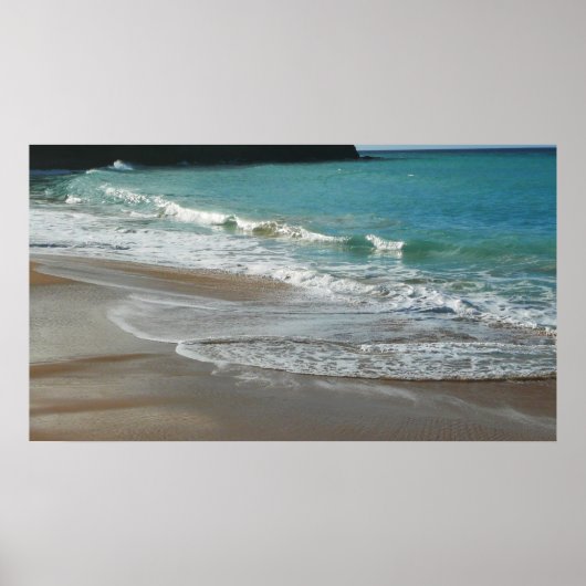 Waves Lapping op de Beach Turquoise Blue Ocean Poster (Voorkant)