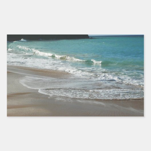 Waves Lapping op de Beach Turquoise Blue Ocean Rechthoekige Sticker (Voorkant)