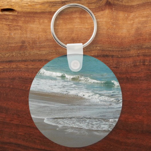 Waves Lapping op de Beach Turquoise Blue Ocean Sleutelhanger (Voorkant)