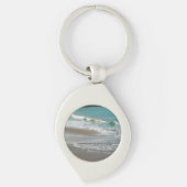 Waves Lapping op de Beach Turquoise Blue Ocean Sleutelhanger (Voorkant)