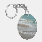 Waves Lapping op de Beach Turquoise Blue Ocean Sleutelhanger (Voorkant Links)