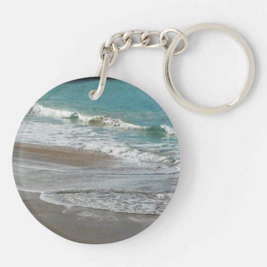 Waves Lapping op de Beach Turquoise Blue Ocean Sleutelhanger (Achterkant)