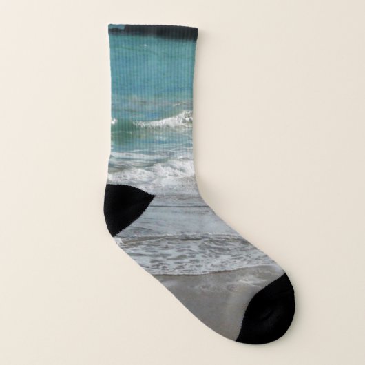 Waves Lapping op de Beach Turquoise Blue Ocean Sokken (Rechts - buiten)