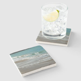 Waves Lapping op de Beach Turquoise Blue Ocean Stenen Onderzetter