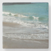Waves Lapping op de Beach Turquoise Blue Ocean Stenen Onderzetter (Voorkant)