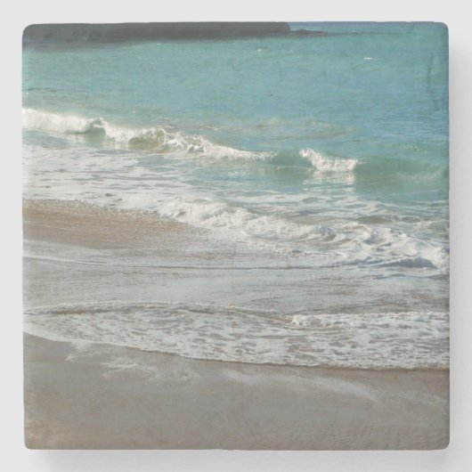 Waves Lapping op de Beach Turquoise Blue Ocean Stenen Onderzetter (Voorkant)