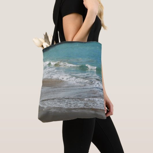 Waves Lapping op de Beach Turquoise Blue Ocean Tote Bag (Dichtbij)
