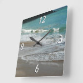 Waves Lapping op de Beach Turquoise Blue Ocean Vierkante Klok (Hoek)