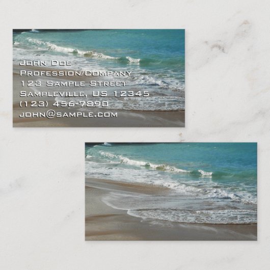 Waves Lapping op de Beach Turquoise Blue Ocean Visitekaartje (Voorkant / Achterkant)