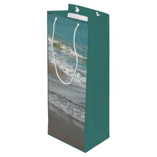 Waves Lapping op de Beach Turquoise Blue Ocean Wijn Cadeautas (Achterkant Gekanteld)