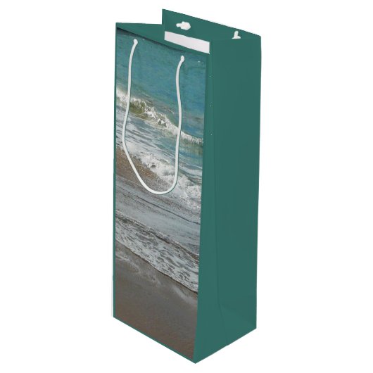 Waves Lapping op de Beach Turquoise Blue Ocean Wijn Cadeautas (Voorkant Gekanteld)