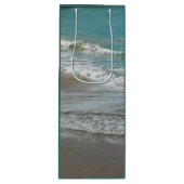 Waves Lapping op de Beach Turquoise Blue Ocean Wijn Cadeautas (Voorkant)
