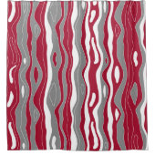 Waves, lijnen, Bourgogne, grijs, wit patroon Douchegordijn (Voorkant)