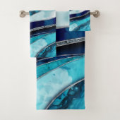 Waves - Mixed Media Blauw Abstract Bad Handdoek (Insitu)