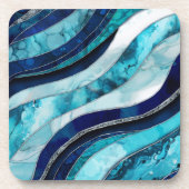 Waves - Mixed Media Blauw Abstract Bier Onderzetter (Voorkant)