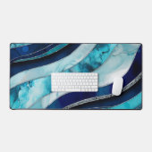 Waves - Mixed Media Blauw Abstract Bureaumat (Keyboard & Muis)