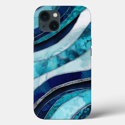 Waves - Mixed Media Blauw Abstract Case-Mate iPhone Case (Achterkant)