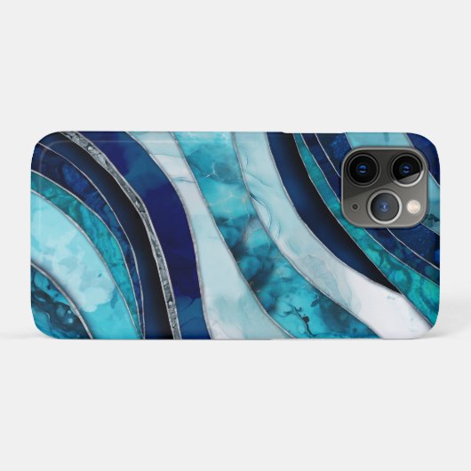Waves - Mixed Media Blauw Abstract Case-Mate iPhone Case (Achterkant (horizontaal))