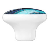 Waves - Mixed Media Blauw Abstract Keramische Knop (Zijkant)