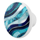 Waves - Mixed Media Blauw Abstract Keramische Knop (Rechts)