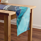 Waves - Mixed Media Blauw Abstract Korte Tafelloper (Voorbeeld)