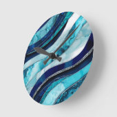 Waves - Mixed Media Blauw Abstract Ronde Klok (Hoek)