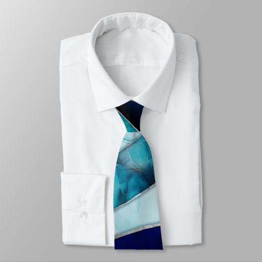 Waves - Mixed Media Blauw Abstract Stropdas (Gebonden)