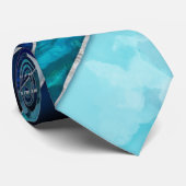 Waves - Mixed Media Blauw Abstract Stropdas (Opgerold)