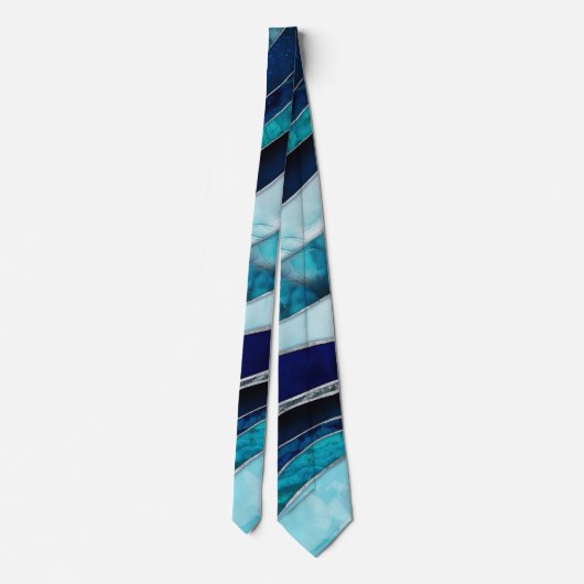 Waves - Mixed Media Blauw Abstract Stropdas (Achterkant)