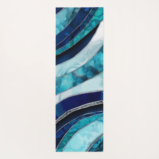 Waves - Mixed Media Blauw Abstract Yogamat (Achterkant)