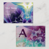 WAVES MONOGRAM, fel licht paarse blauw Visitekaartje (Voorkant / Achterkant)