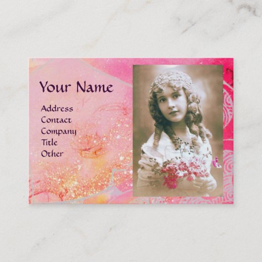 WAVES MONOGRAM FOTO TEMPLATE roze paars blauw Visitekaartje (Voorkant)