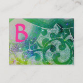 WAVES MONOGRAM FOTO TEMPLATE roze paars groen Visitekaartje (Achterkant)