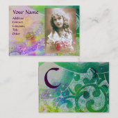 WAVES MONOGRAM FOTO TEMPLATE roze paars groen Visitekaartje (Voorkant / Achterkant)