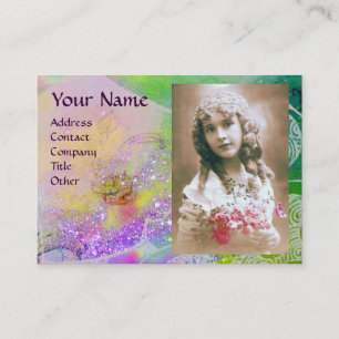 WAVES MONOGRAM FOTO TEMPLATE roze paars groen Visitekaartje