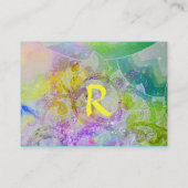 WAVES-monogram, helder paars geel blauw groen Visitekaartje (Achterkant)