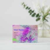 WAVES MONOGRAM, helder paars groen blauw roze Visitekaartje (Staand voorkant)