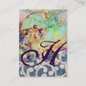 WAVES MONOGRAM, levendig, roze blauw violet Visitekaartje (Achterkant)