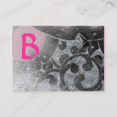 WAVES MONOGRAM roze zwart-wit grijs Visitekaartje (Achterkant)